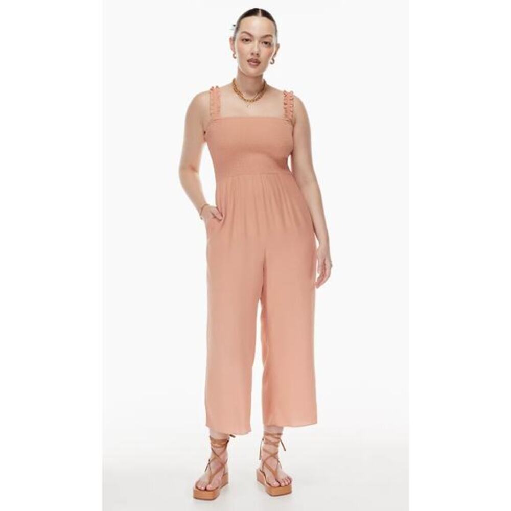Aritzia Wilfred Coral Smocked Wide‎ Leg Jumpsuit